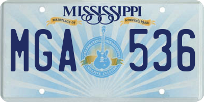 MS license plate MGA536