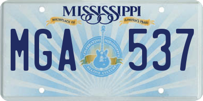 MS license plate MGA537