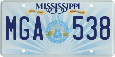 MS license plate MGA538