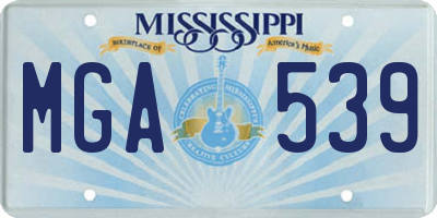 MS license plate MGA539