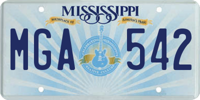 MS license plate MGA542