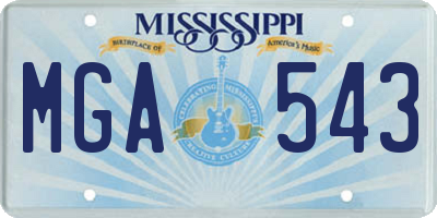 MS license plate MGA543