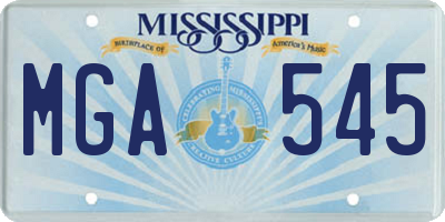 MS license plate MGA545