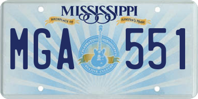 MS license plate MGA551