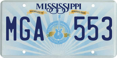 MS license plate MGA553