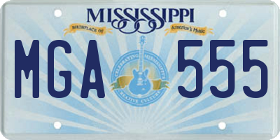 MS license plate MGA555