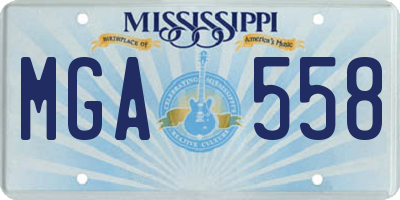 MS license plate MGA558