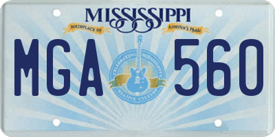 MS license plate MGA560