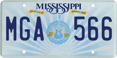 MS license plate MGA566