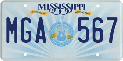 MS license plate MGA567