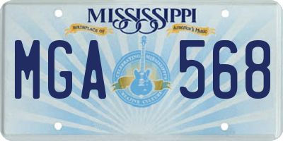 MS license plate MGA568