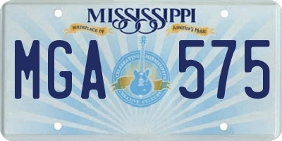 MS license plate MGA575