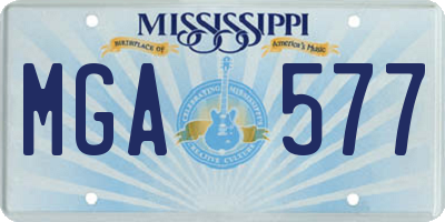 MS license plate MGA577