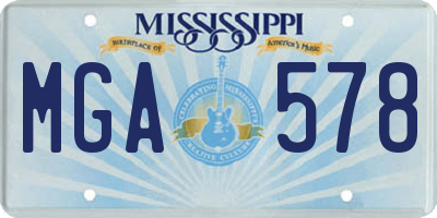MS license plate MGA578