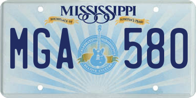 MS license plate MGA580
