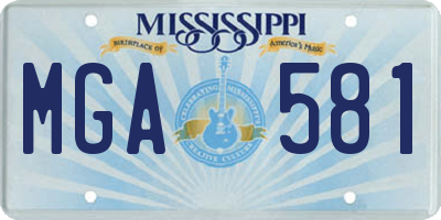MS license plate MGA581