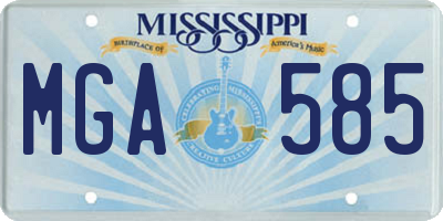 MS license plate MGA585