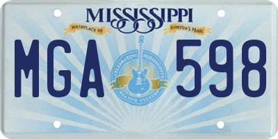 MS license plate MGA598