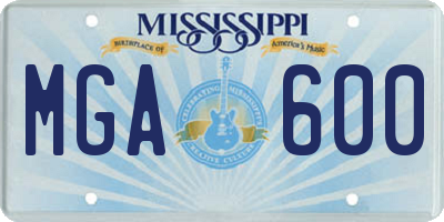 MS license plate MGA600
