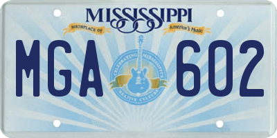 MS license plate MGA602