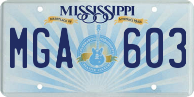 MS license plate MGA603