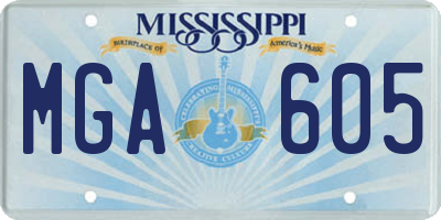 MS license plate MGA605