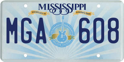 MS license plate MGA608