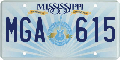 MS license plate MGA615