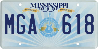 MS license plate MGA618