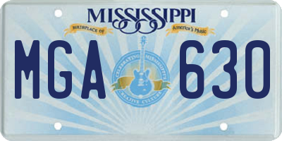 MS license plate MGA630