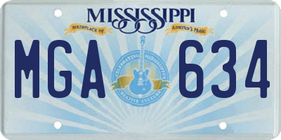 MS license plate MGA634