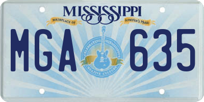 MS license plate MGA635