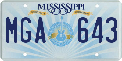 MS license plate MGA643