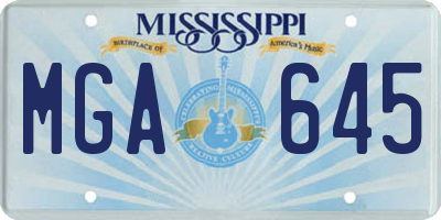 MS license plate MGA645