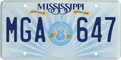 MS license plate MGA647