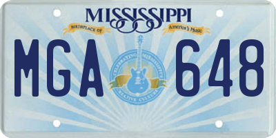 MS license plate MGA648