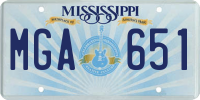 MS license plate MGA651