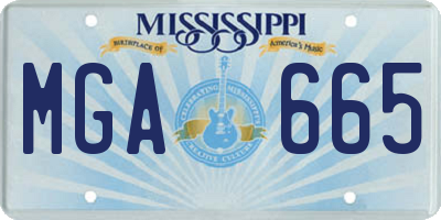 MS license plate MGA665