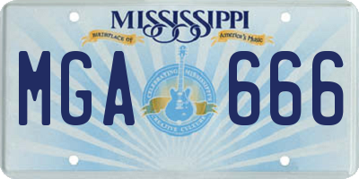 MS license plate MGA666