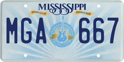 MS license plate MGA667