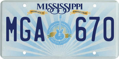 MS license plate MGA670