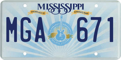 MS license plate MGA671