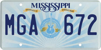 MS license plate MGA672