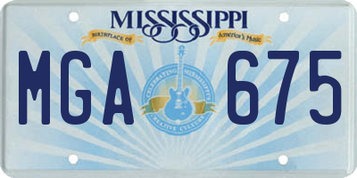 MS license plate MGA675