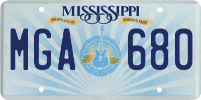 MS license plate MGA680