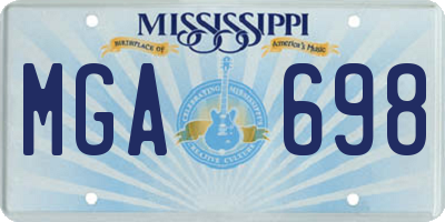 MS license plate MGA698