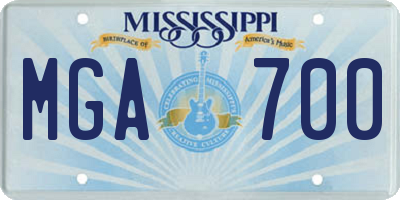 MS license plate MGA700