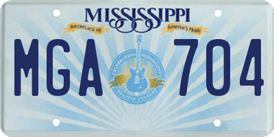MS license plate MGA704