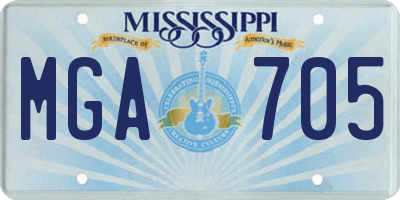 MS license plate MGA705