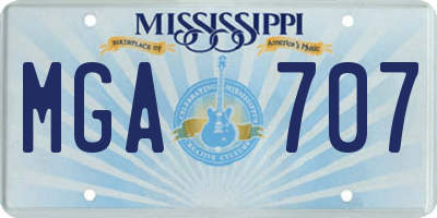 MS license plate MGA707